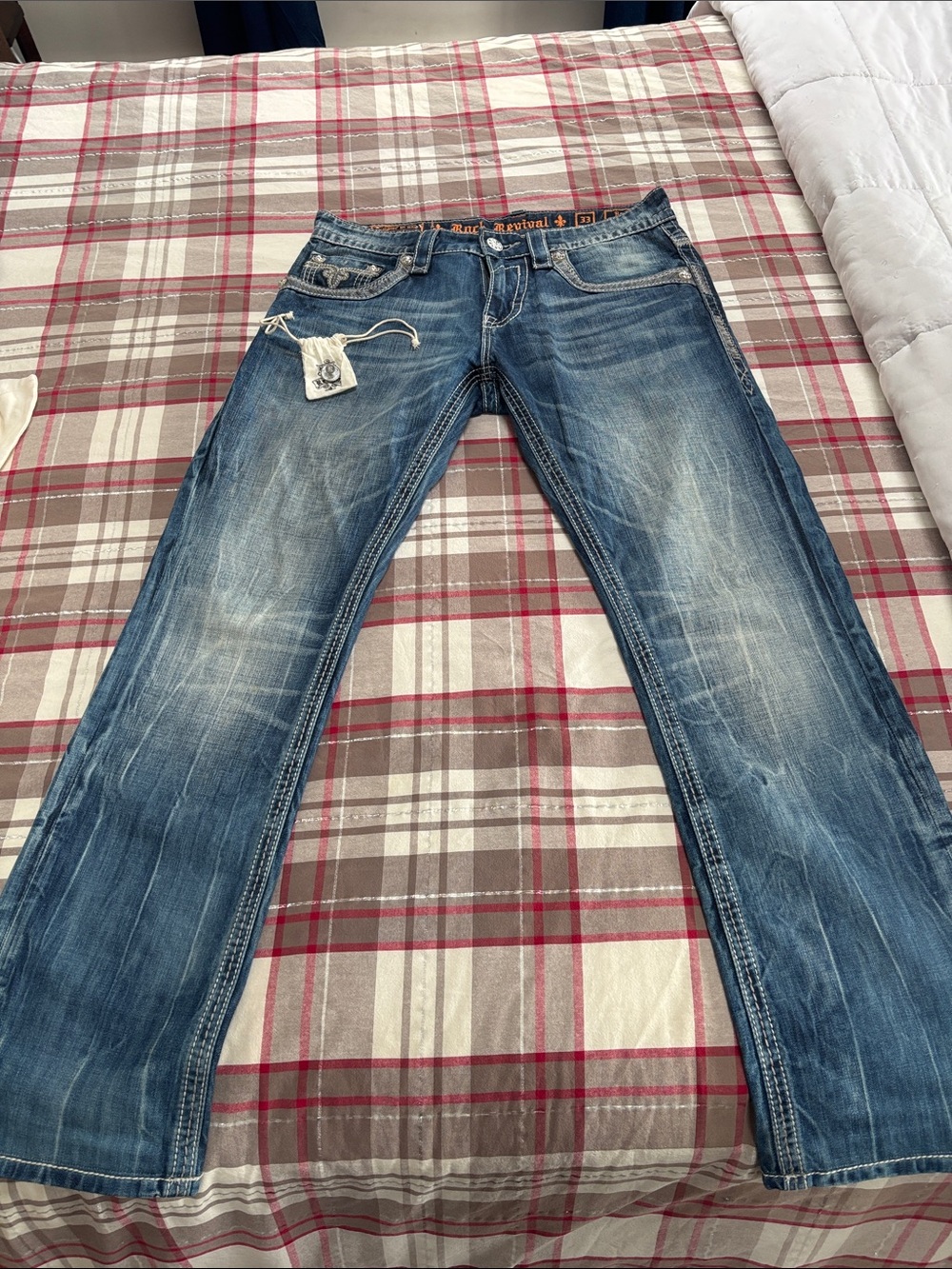 Rock Revival Men's Distressed Blue Denim Jeans